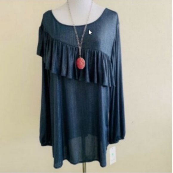3/$30 Tops - 3/$30 Sejour Nordstrom Blouse Navy Silver Metallic